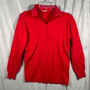 SKYR Red Quarter Zip Long Sleeve Polo Shirt Men's M Casual Pullover Retro Y2K